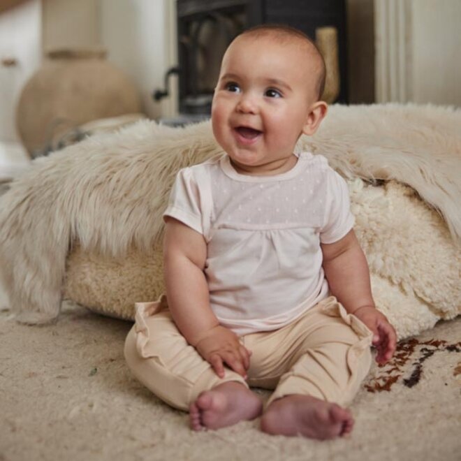 Dirkje meisjes joggingbroek beige ruffles