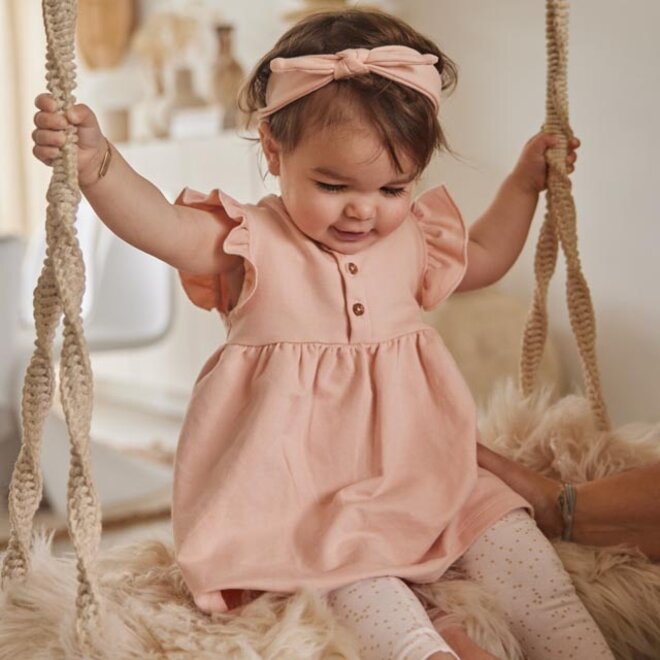 Dirkje meisjes set leggings beige lichtroze stip bloem