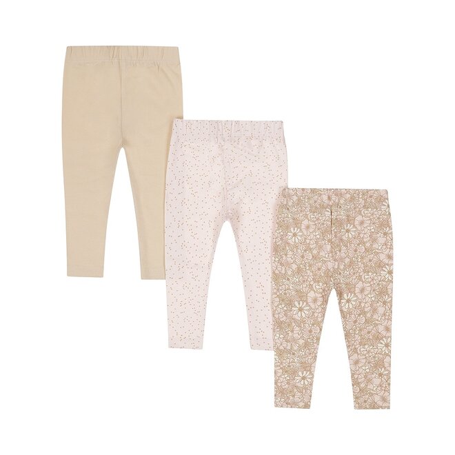 Dirkje Mädchen Set Leggings beige hell rosa Punkt Blume
