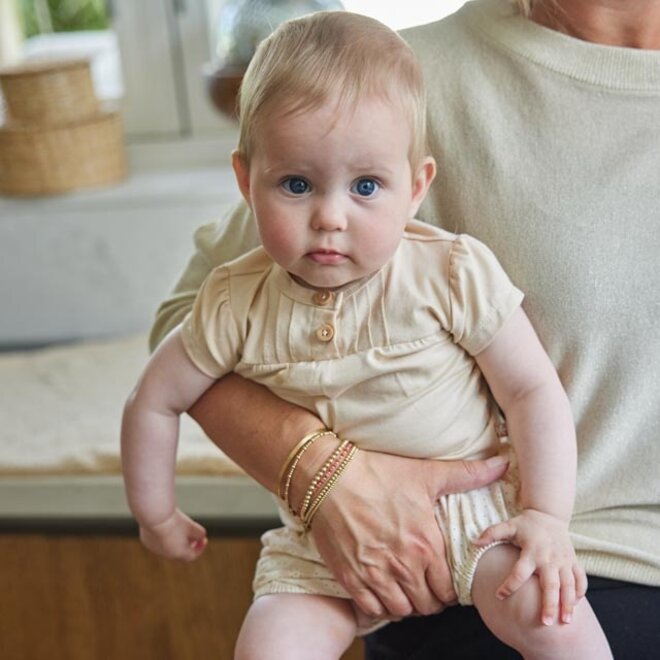 Dirkje girls baby set T-shirt shorts beige flower