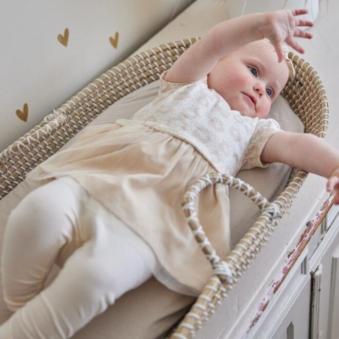 Dirkje Mädchen Baby Set Kleid Leggings Haarband beige Blume