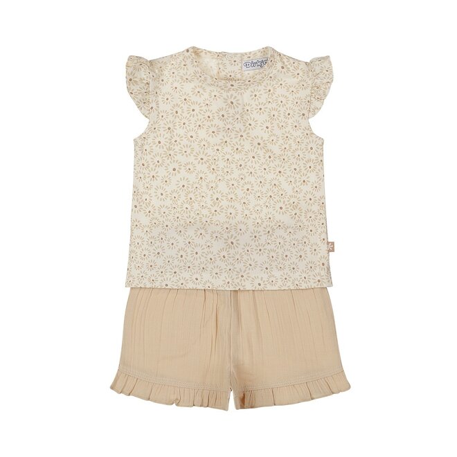 Dirkje Mädchen Baby Set ärmelloses Top Shorts beige Blume