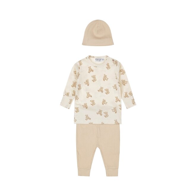 Dirkje meisjes baby set longsleeve broek mutsje off white