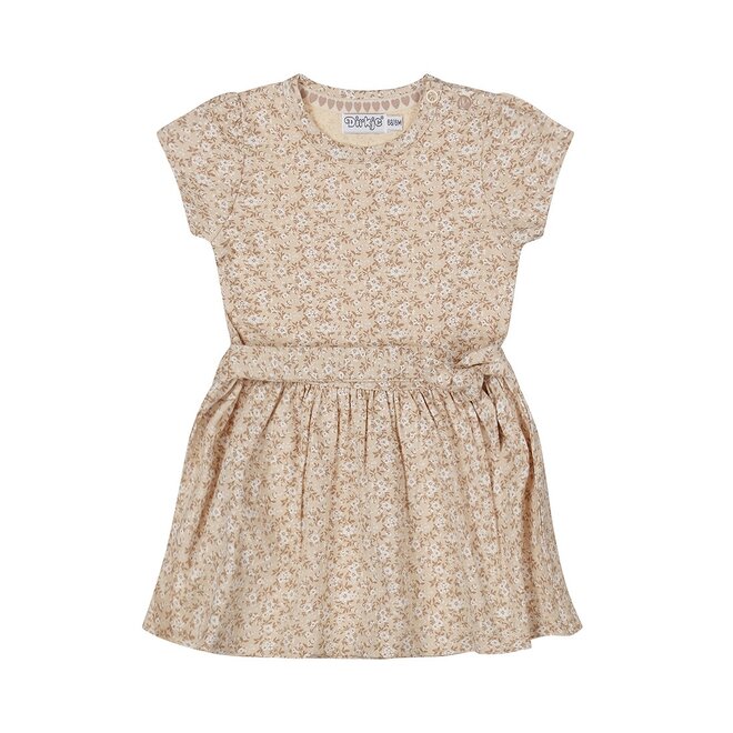 Dirkje girls dress short sleeve beige flowers