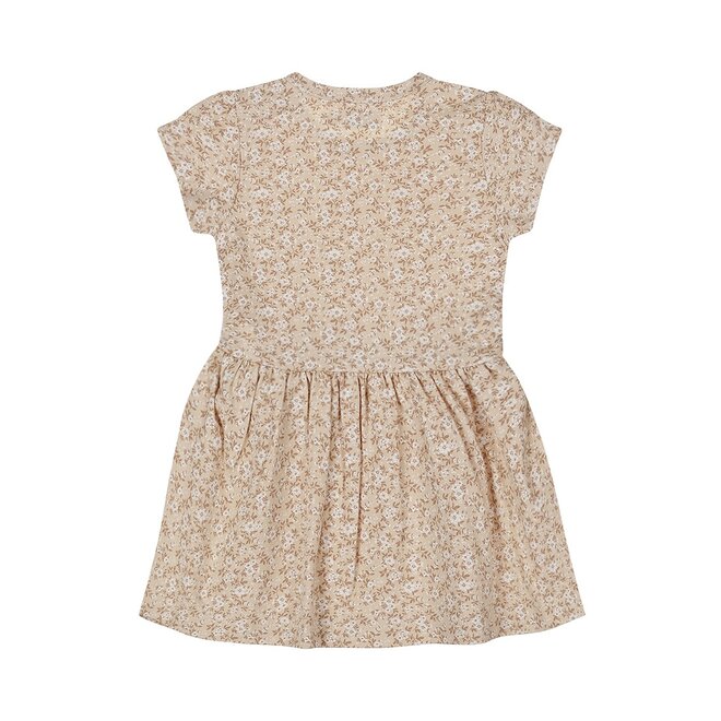 Dirkje Mädchen Kleid kurzarm beige Blumen