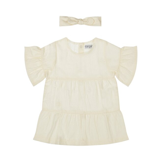 Dirkje girls set dress hairband off white 100% cotton