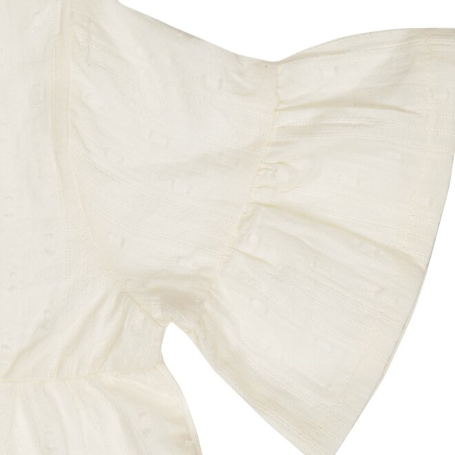 Dirkje meisjes set jurk 3/4 mouw haarband off white 100% katoen