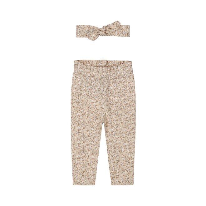 Dirkje Mädchen Set Hose Haarband beige Blumen