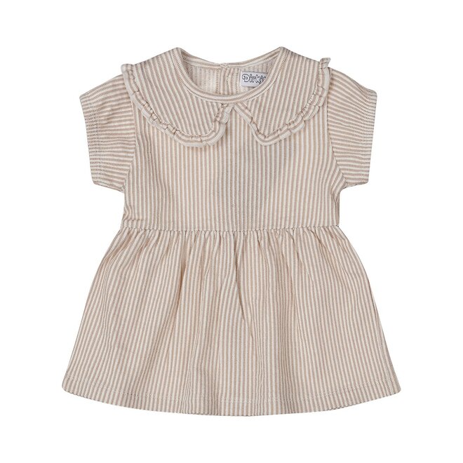 Dirkje meisjes jurk korte mouw bruin gestreept