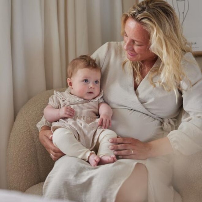 Dirkje meisjes jurk korte mouw bruin gestreept