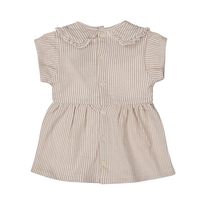 Dirkje meisjes jurk korte mouw bruin gestreept