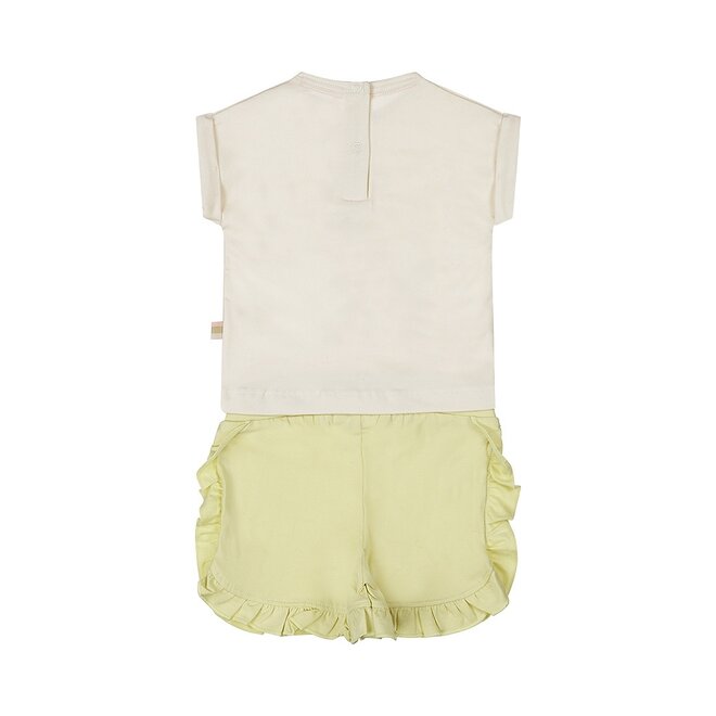 Dirkje girls baby set T-shirt shorts soft green birds