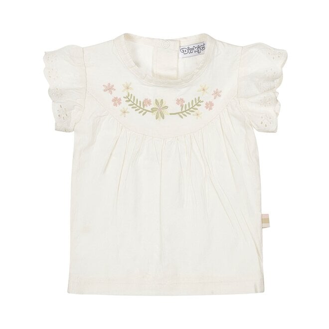 Dirkje Mädchen Bluse off weiß gestickte Blume