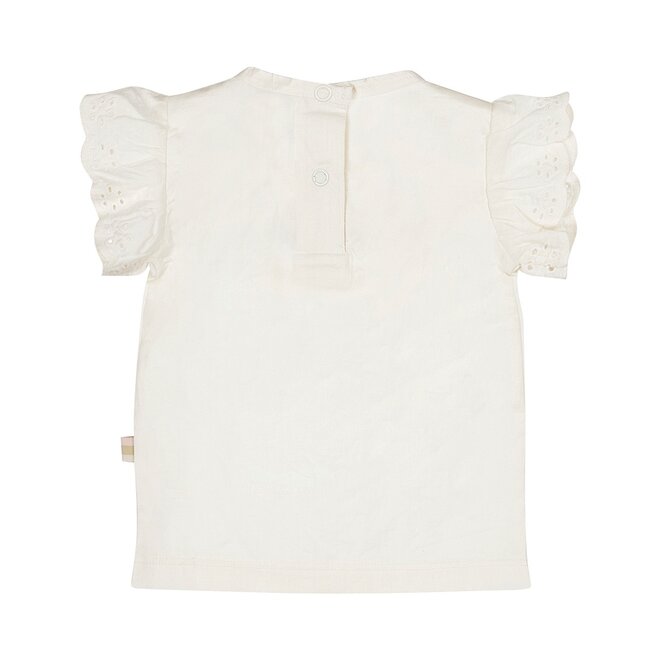Dirkje meisjes blouse off white geborduurde bloem