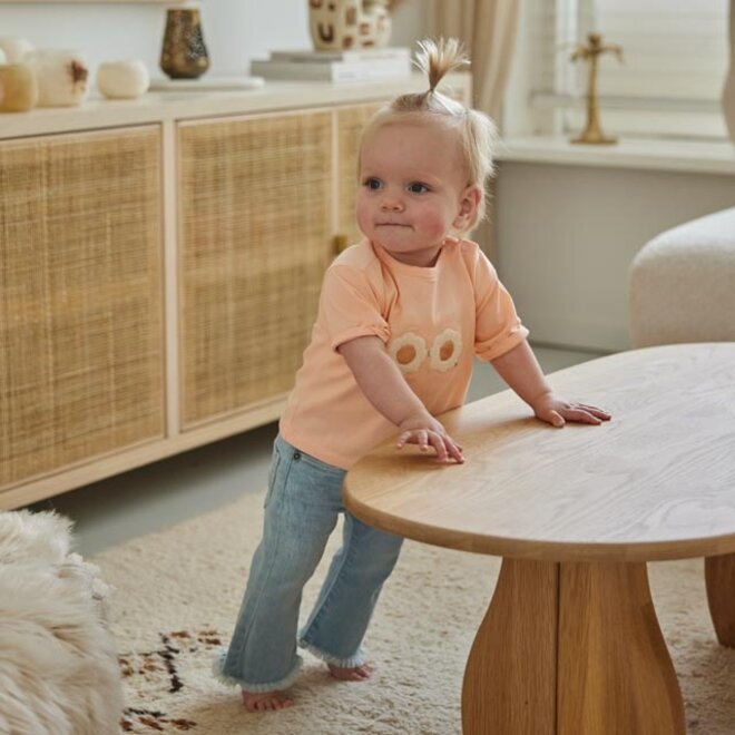Dirkje meisjes T-shirt loose fit perzikroze zonnebril
