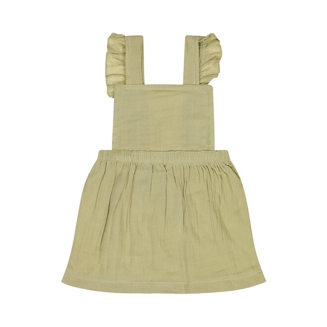 Dirkje girls dungarees dress green muslin