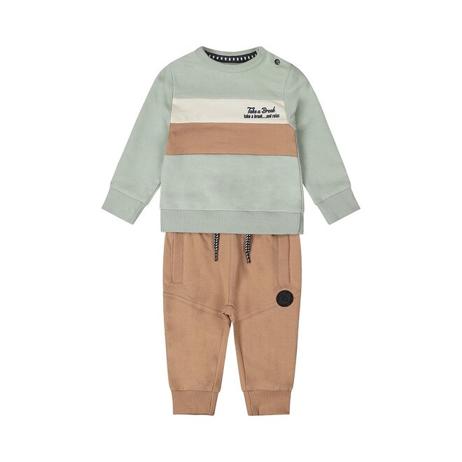 Dirkje jongens baby set sweater joggingbroek zachtgroen