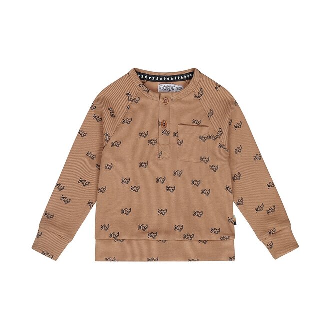 Dirkje boys jumper brown aeroplane ribbed