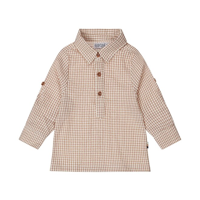 Dirkje boys blouse brown off white checkered 100% cotton