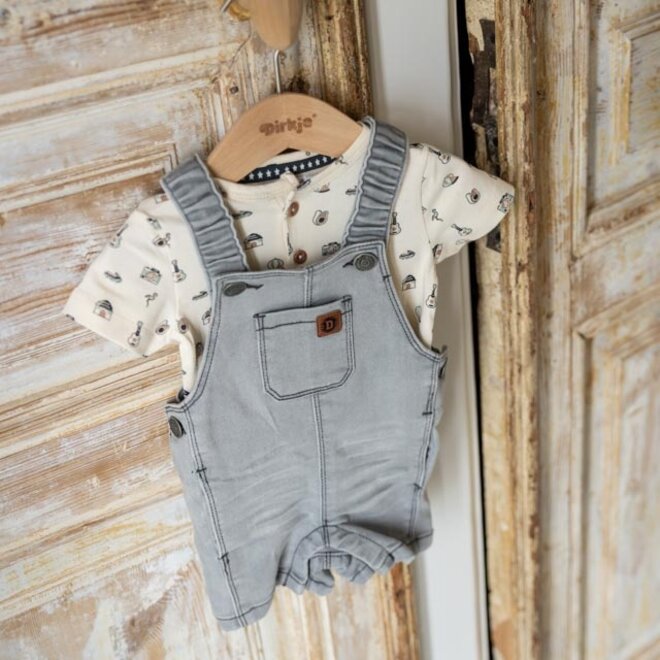 Dirkje jongens tuinbroek jeans grijs knitted