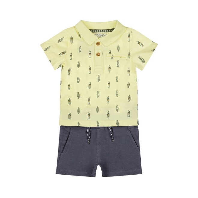 Dirkje Jungen Baby Set Polo Shorts hellgelb dunkelblau
