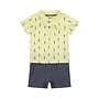 Dirkje boys baby set polo shorts light yellow dark blue