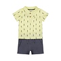 Dirkje jongens baby set polo shorts lichtgeel donkerblauw