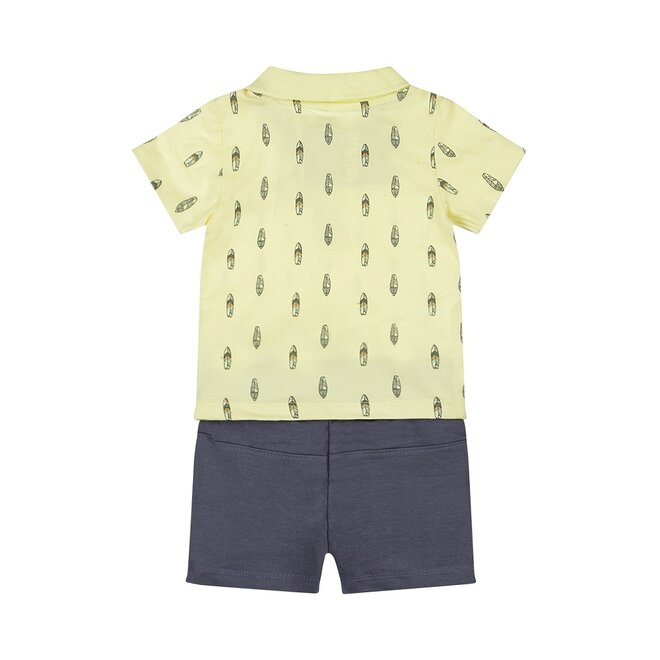 Dirkje boys baby set polo shorts light yellow dark blue