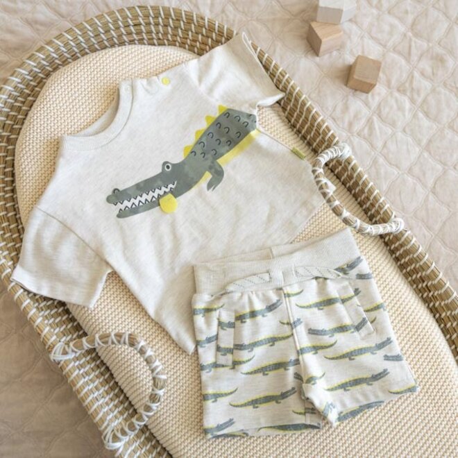 Dirkje Jungen Baby Set T-shirt Shorts off white melange