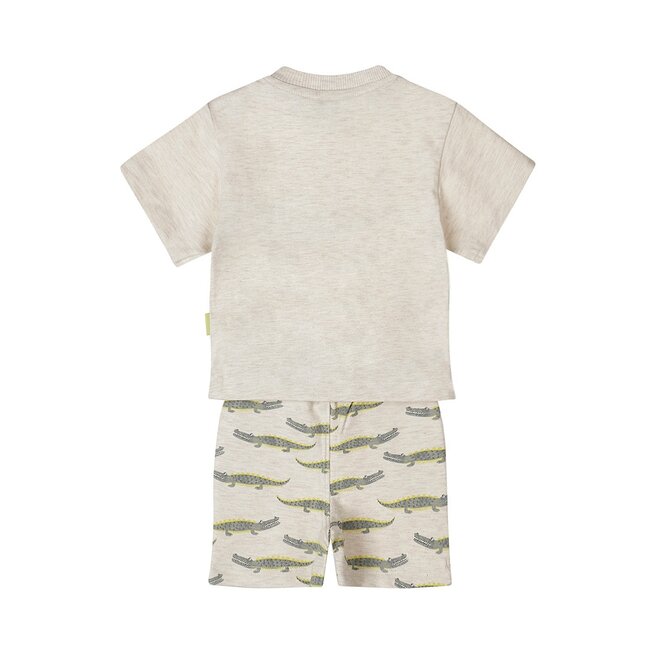 Dirkje Jungen Baby Set T-shirt Shorts off white melange