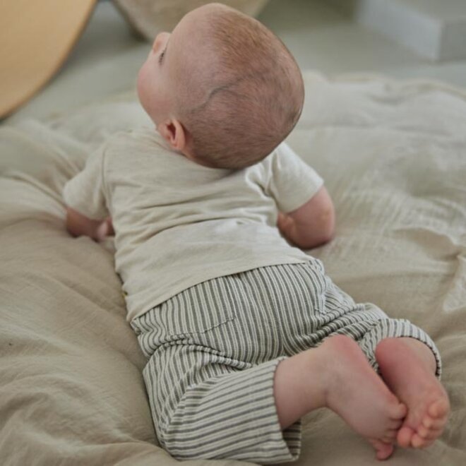 Dirkje Jungen Hose grün off weiß gestreift