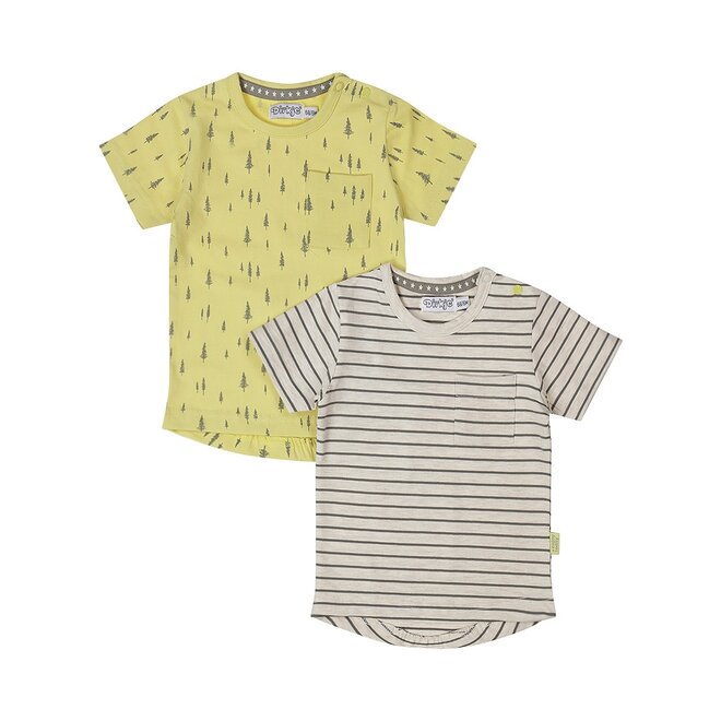 Dirkje Jungen Set T-shirt hellgelb off white gestreift