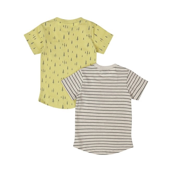 Dirkje Jungen Set T-shirt hellgelb off white gestreift