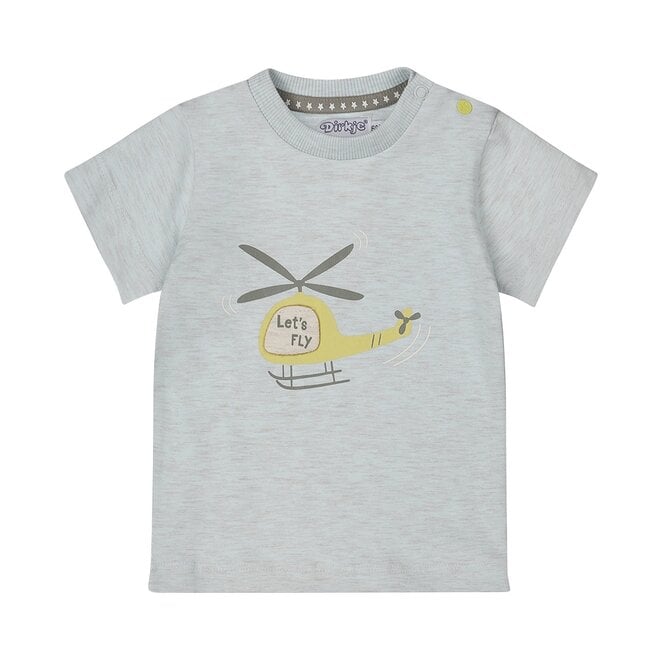 Dirkje boys T-shirt light blue mélange helicopter