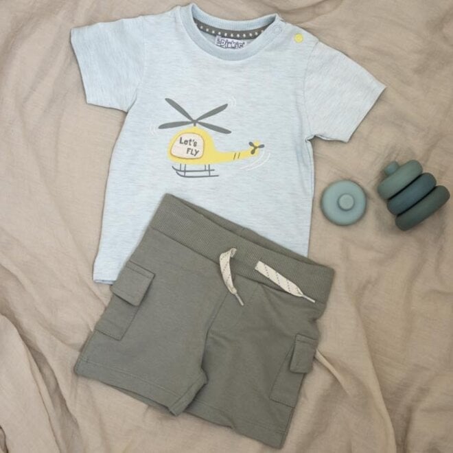 Dirkje boys T-shirt light blue mélange helicopter