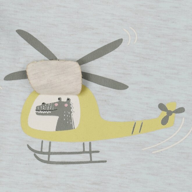 Dirkje boys T-shirt light blue mélange helicopter