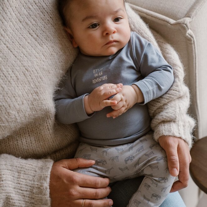 Dirkje jongens baby bio longsleeve broek zachtblauw safari