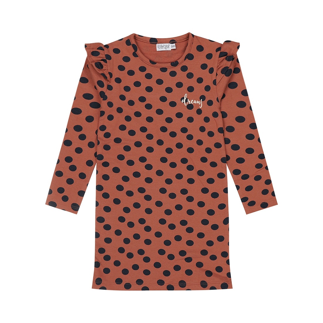 Meisjes Jurkje Jurk Maat 116 Dirkje Meisjes Jurk Roestbruin Stip