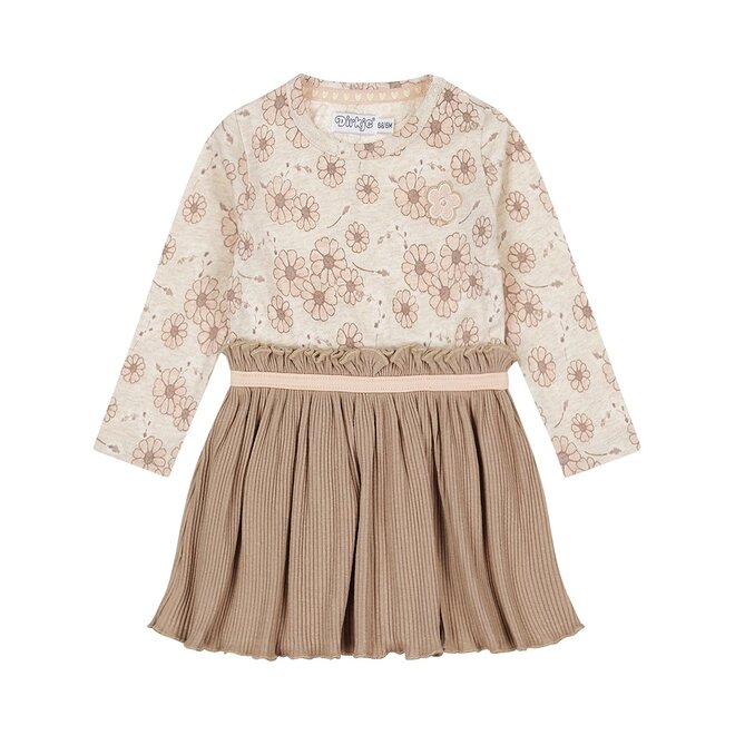 Dirkje meisjes jurk off white taupe bloemetjes