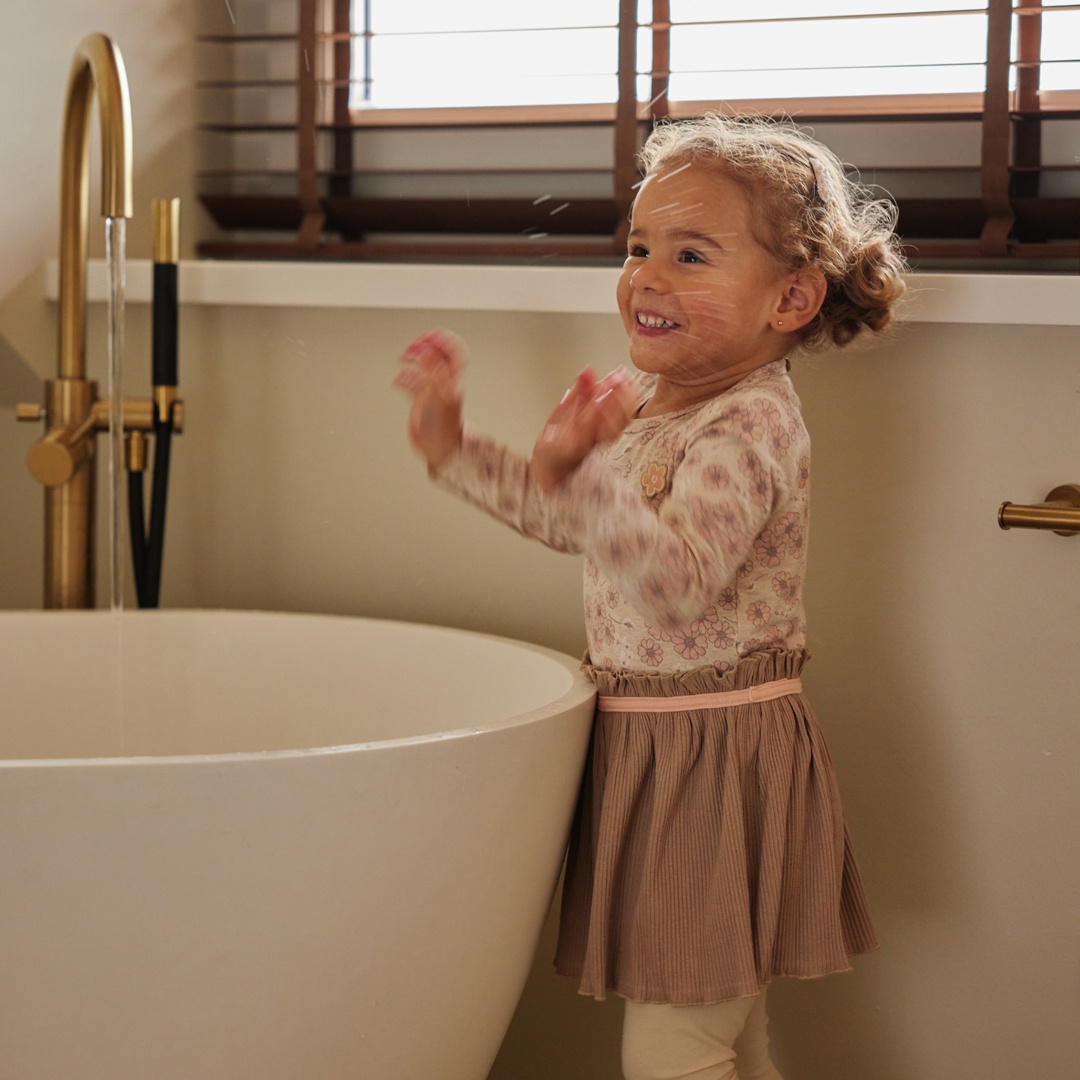 Dirkje meisjes jurk off white taupe bloemetjes Dirkje Dirkje