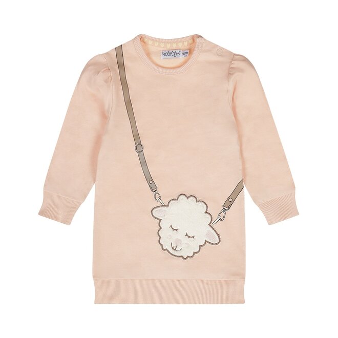 Dirkje meisjes sweater jurk loose fit lichtroze schaapje