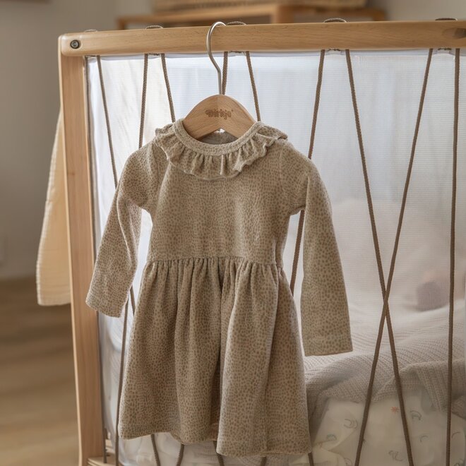 Dirkje Mädchen-Set Kleid Leggings Beige Off-White Punkte