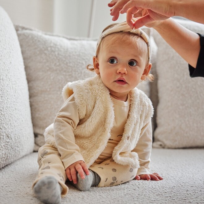 Dirkje meisjes gilet off white imitatiebont