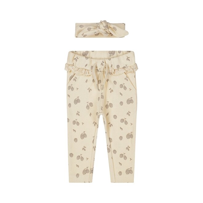 Dirkje meisjes set broek haarband off white dennenappeltjes