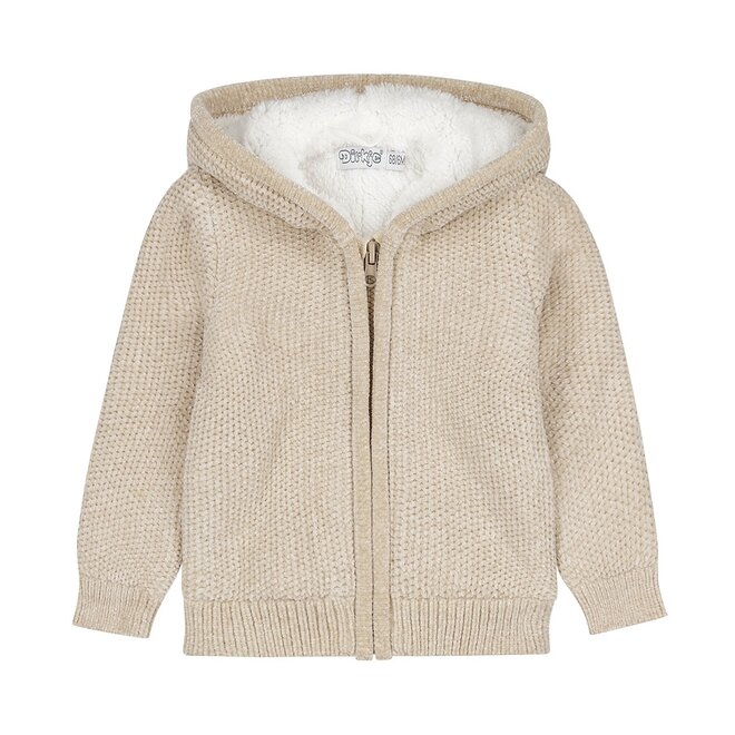 Dirkje girls' outdoor cardigan beige hood chenille
