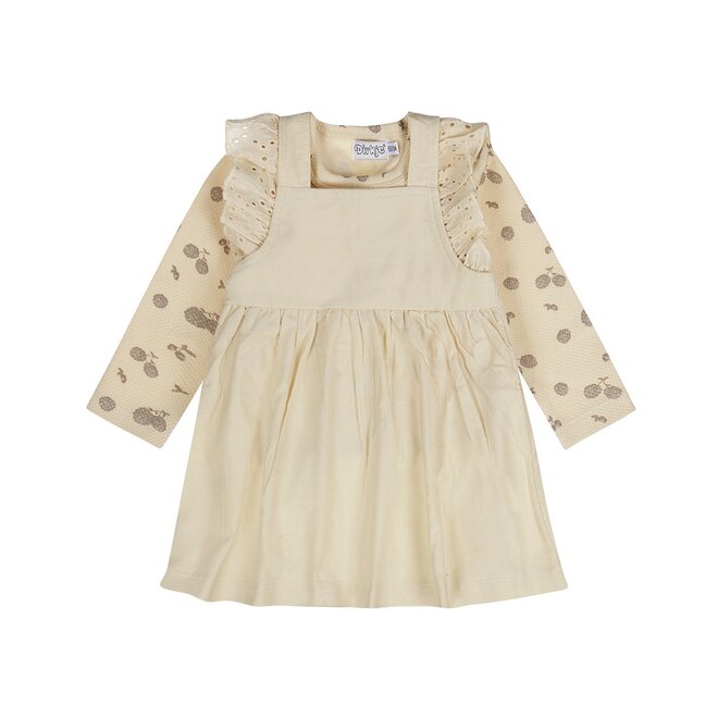 Dirkje girls' set dungaree dress off-white pine cones