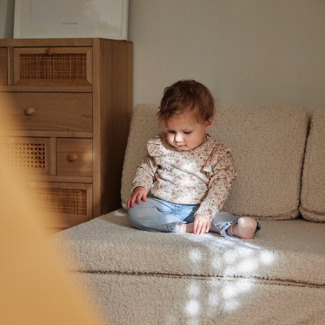 Dirkje meisjes sweater beige bloemetjes ruffles