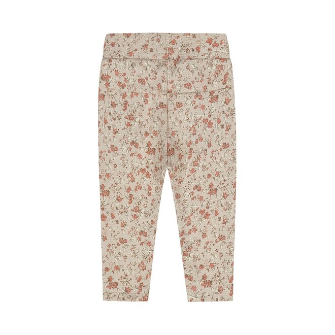 Dirkje meisjes broek beige roze bloemetjes