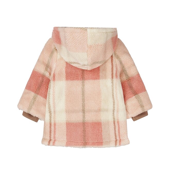 Dirkje Mädchen-Winterjacke Rosa kariert Teddy Kapuze