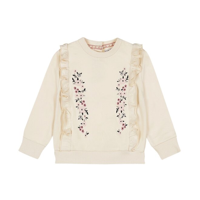 Dirkje meisjes sweater off white geborduurde bloemetjes